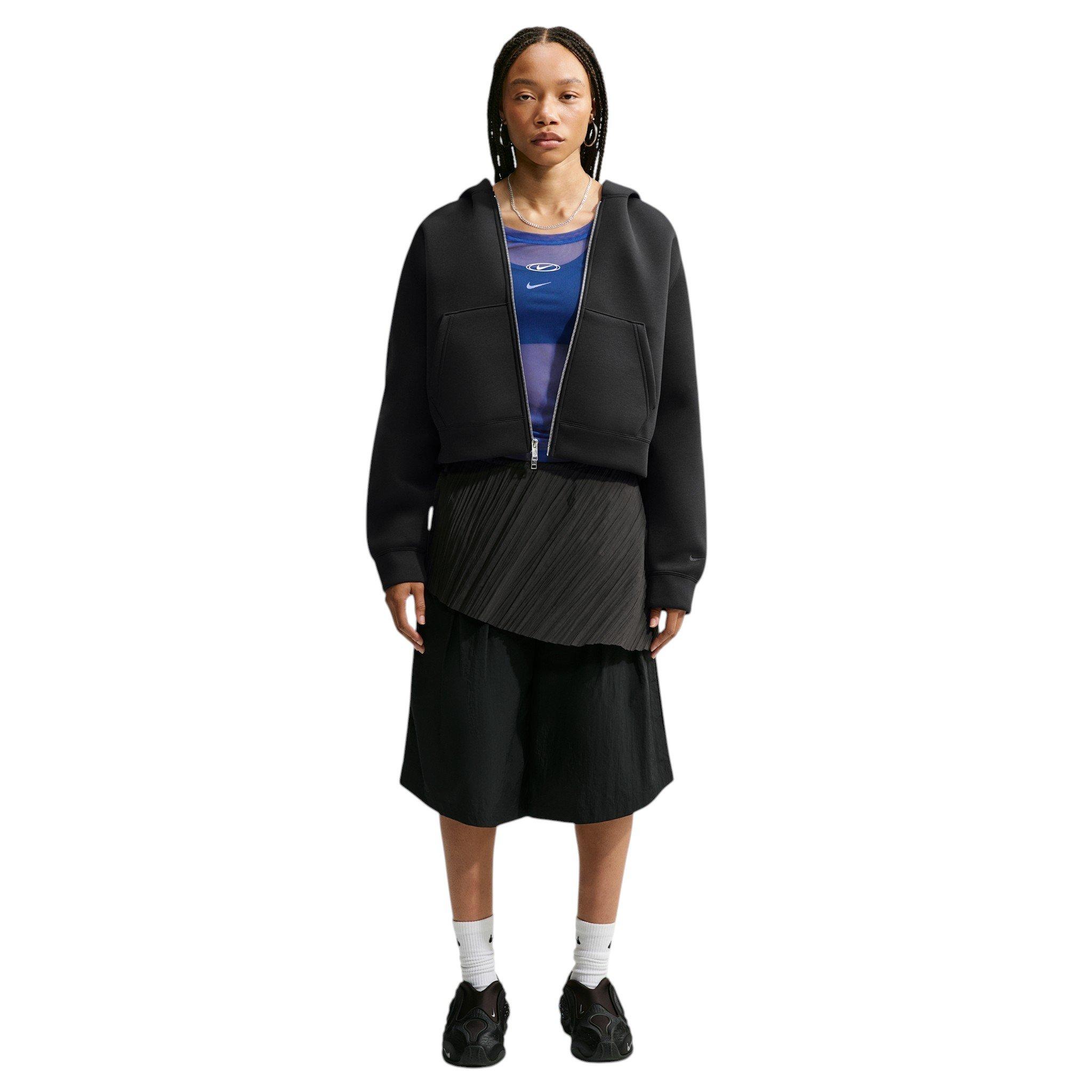 Nike Women's Article Fleece Oversized Full-Zip Hooded Jacket - Black/Silver - BLACK/SILVER